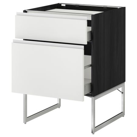Напольный шкаф, 2 фронтальных панели, 3 ящика МЕТОД / МАКСИМЕРА, черный, Нодста белый