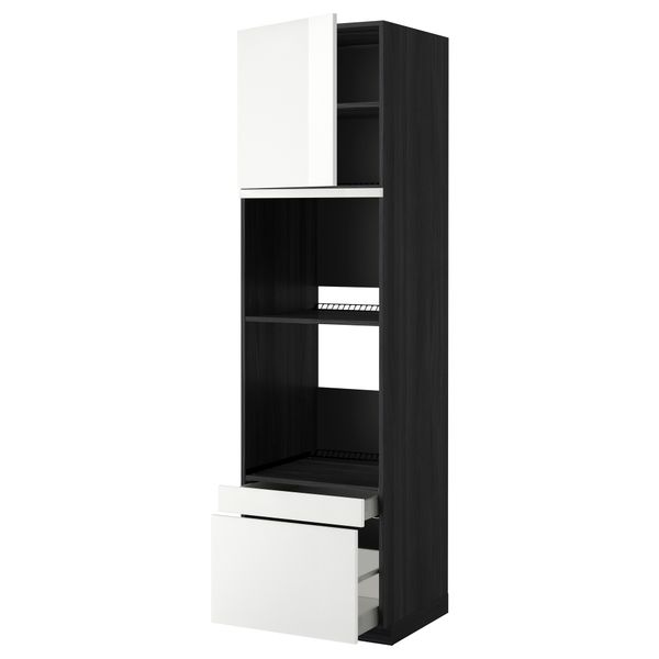 Высокий шкаф для духовки комбинированный, духовка + дверца, 2 ящика МЕТОД / МАКСИМЕРА, черный, Рингульт белый - фото 1