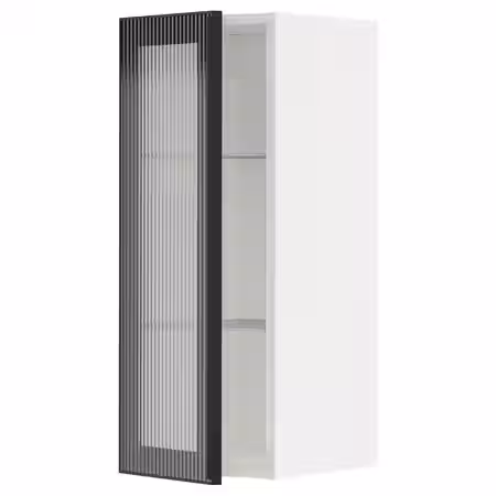 METOD Навесной шкаф/полки/стеклян дверца - белый/Hejsta антрацитовое рифленое стекло 30x80 см