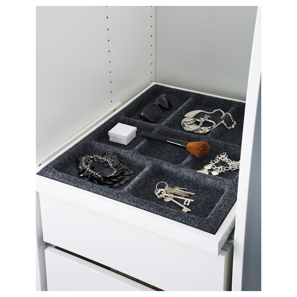 Выдвижная полка + вставка КОМПЛИМЕНТ, белый, серый - схема-чертеж с размерами