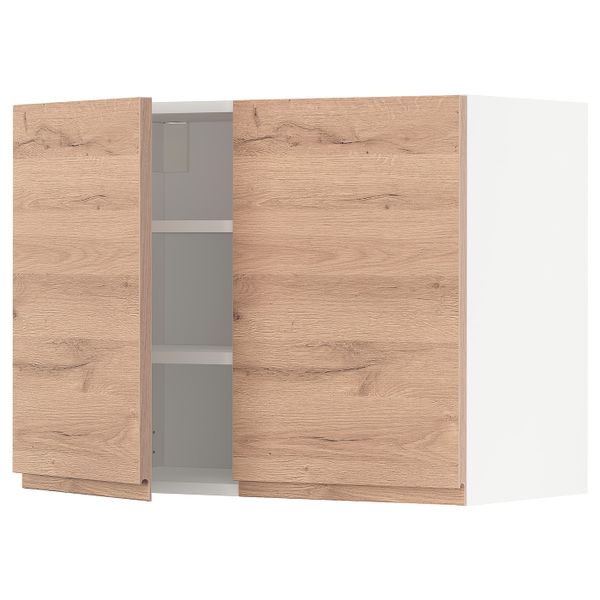 Навесной шкаф с полками/2дверцы, белый/Воксторп под дуб 80x60 см IKEA METOD МЕТОД 094.448.42 - схема-чертеж с размерами