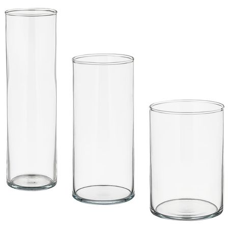 CYLINDER Набор ваз,3 штуки - прозрачное стекло