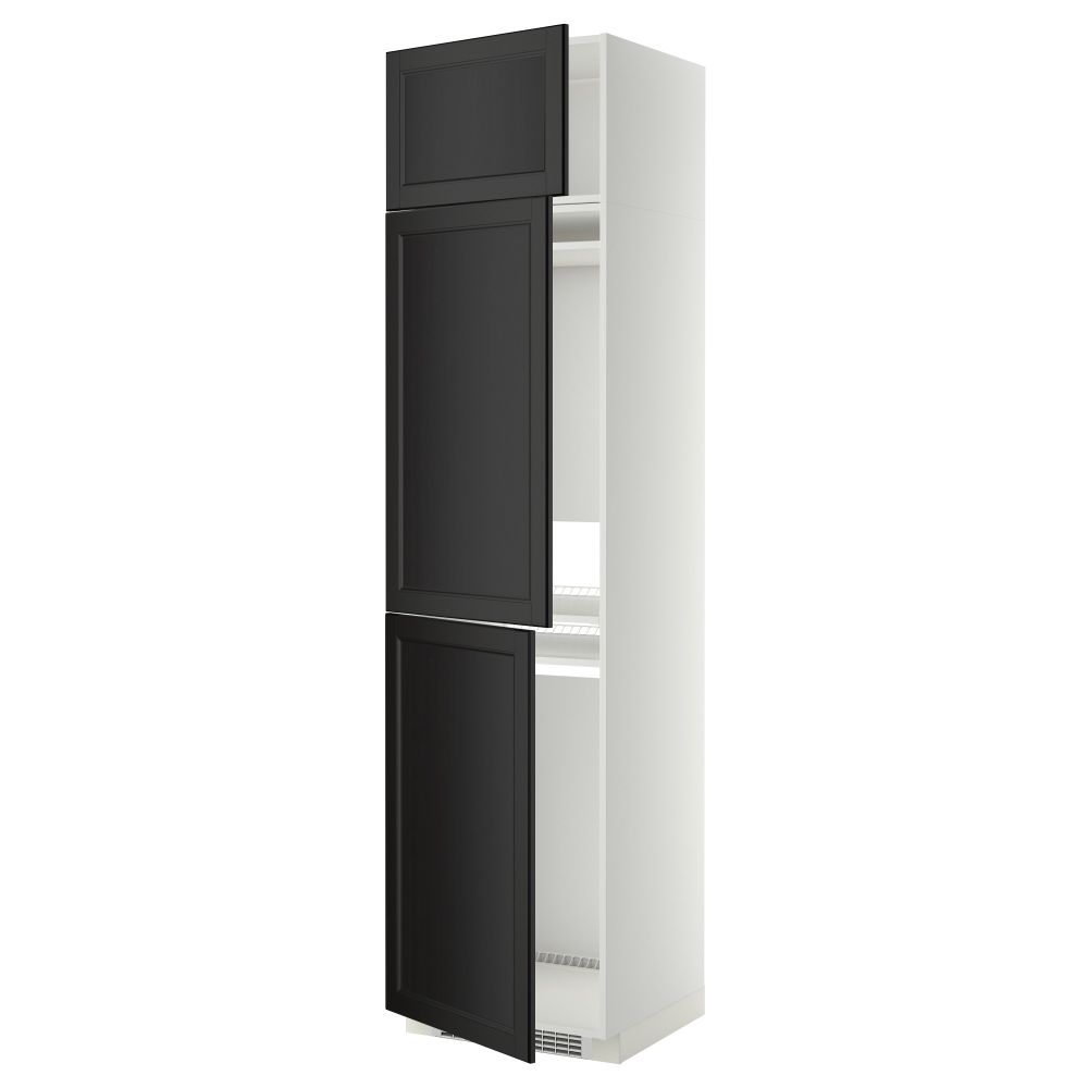 Высокий шкаф для холодильника или морозильника, с 3 дверями МЕТОД, белый, Лаксарби черно-коричневый (60x60x240 см) - схема-чертеж с размерами