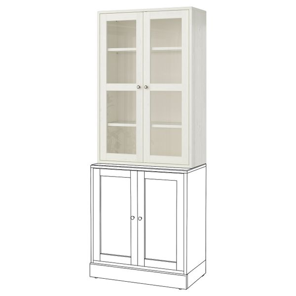 Шкаф-витрина, белый 81x35x123 см IKEA HAVSTA ХАВСТА 903.886.38 - фото 2