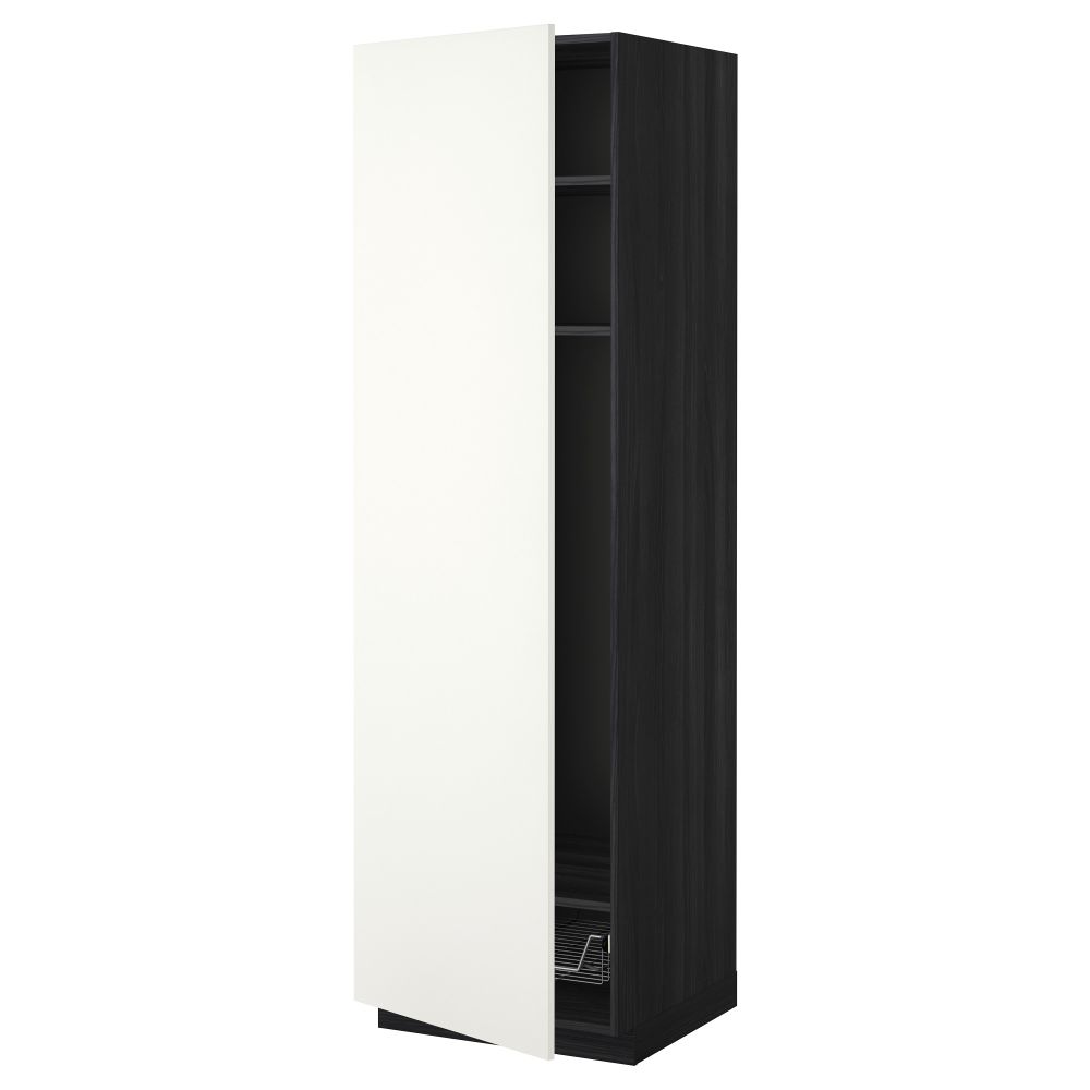 Высокий шкаф с полками, проволочной корзиной МЕТОД, черный, Хэггеби белый - схема-чертеж с размерами