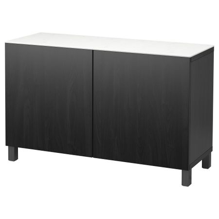 Комбинация для хранения с дверцами БЕСТО, черно-коричневый, Лаппвикен черно-коричневый (120x42x74 см)