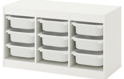 Комбинация для хранения + контейнеры, белый, белый, 99x44x56 см IKEA TROFAST ТРУФАСТ 292.284.70