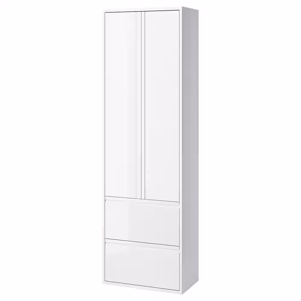 ÄNGSJÖN ЭНГШЁН Высокий шкаф с дверцами/ящиками - глянцевый белый 60x35x195 см - фото 1