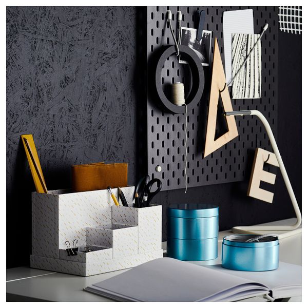 Подставка для канцелярских принадлежн, белый, точечный 18x17 см IKEA ТЬЕНА 304.340.49 - схема-чертеж с размерами