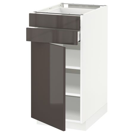 Напольный шкаф с дверцей, 2 ящиками МЕТОД / МАКСИМЕРА, белый, Рингульт серый