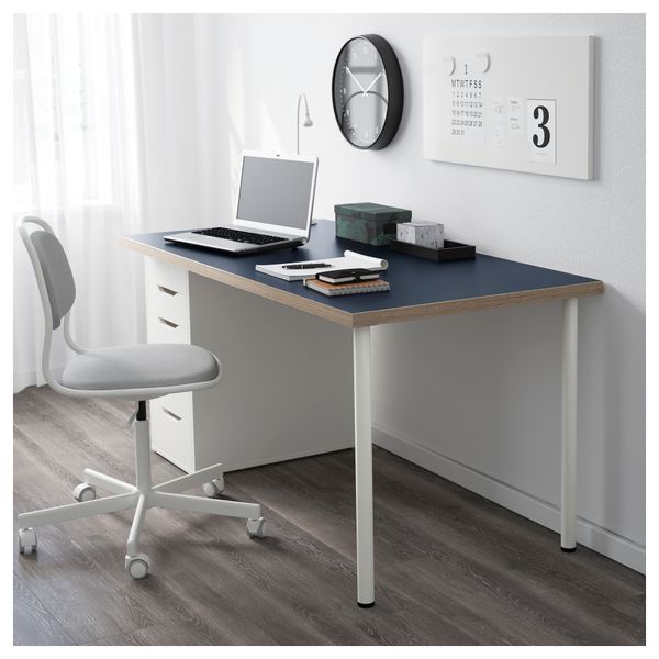 Стол ЛИННМОН / АЛЕКС, синий, белый (150x75 см) - фото 2