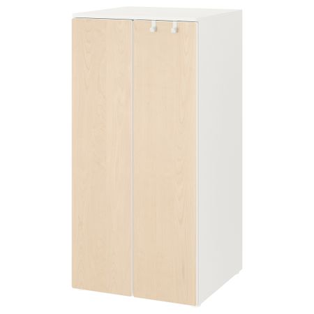 Гардероб, 60x57x123 см, белый, береза IKEA PLATSA ПЛАТСАA ПЛАТСА, SMÅSTAD СМОСТАД 694.301.54
