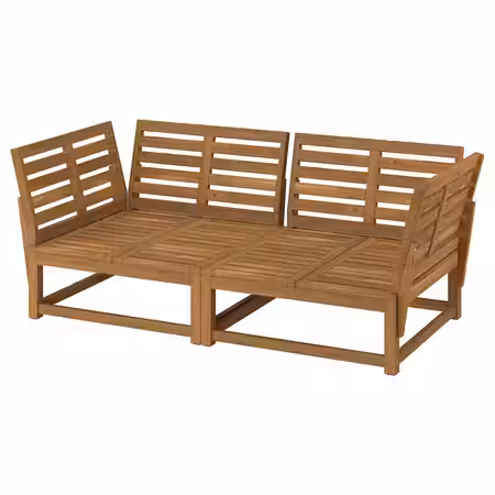 NÄMMARÖ 2-местный модульный диван - для сада с подлокотниками/светло-коричневая морилка 183 см