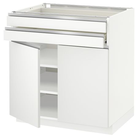 Напольный шкаф, 2 дверцы, 2 ящика МЕТОД / ФОРВАРА, белый, Нодста белый (80x60 см)