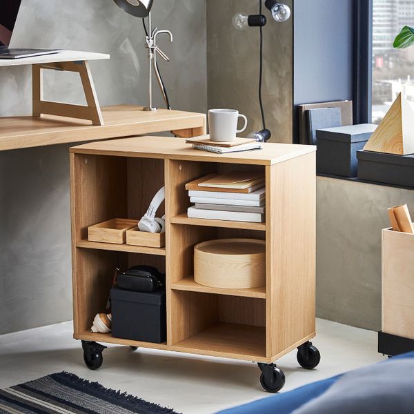 Стеллаж на колесиках, дубовый шпон 67x69 см IKEA RÅVAROR РОВАРОР 104.545.09 - фото 3