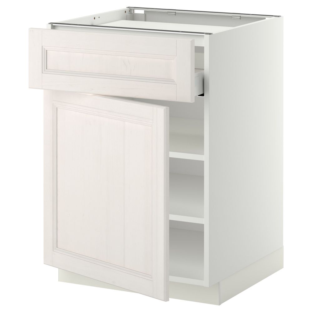 Напольный шкаф для варочной панели, ящик, полка, дверцы МЕТОД / МАКСИМЕРА, белый, Лаксарби белый (60x60 см) - фото 1