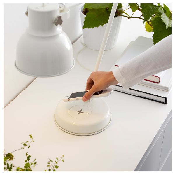 Лампа/устройств для/беспровод зарядки ХЕКТАР, белый - схема-чертеж с размерами