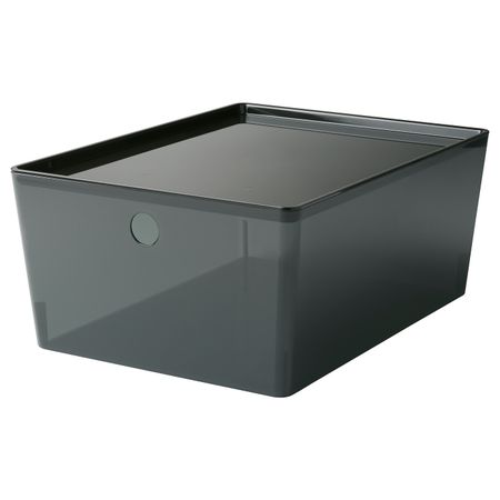 Контейнер с крышкой, прозрачный черный 26x35x15 см IKEA KUGGIS КУГГИС 305.140.41