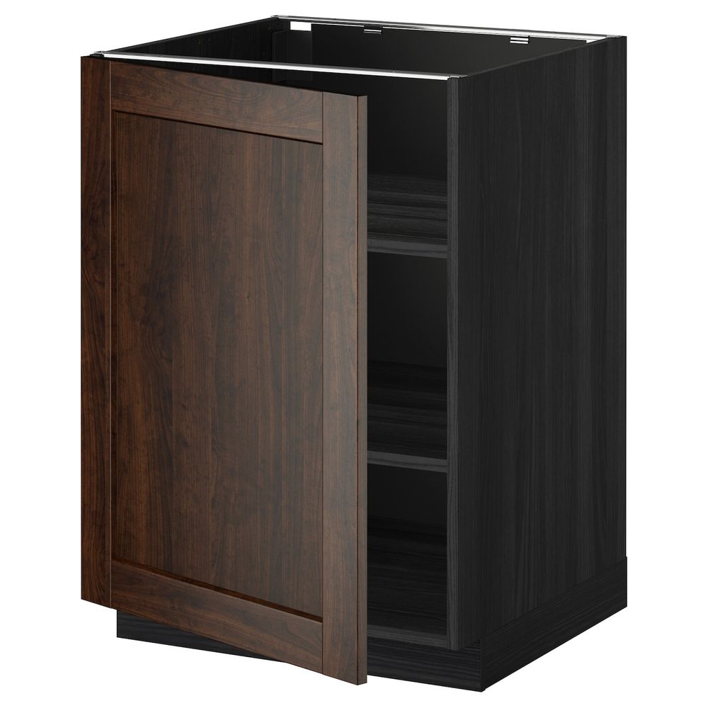 Напольный шкаф с полками, черный/Эдсерум коричневый 60x60 см IKEA МЕТОД 692.268.17 - схема-чертеж с размерами