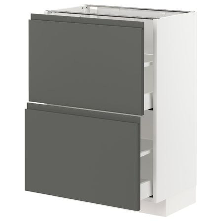Напольный шкаф с 2 ящиками, белый/Воксторп темно-серый 60x37 см IKEA METOD МЕТОД / MAXIMERA МАКСИМЕРА 893.103.15