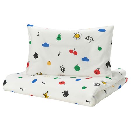 GRÖNFINK Пододеяльник и наволочка д/кроватки - разноцветный 110x125/35x55 см