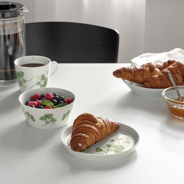 Тарелка десертная, орнамент «листья» белый/зеленый 17 см IKEA STILENLIG СТИЛЕНЛИГ 104.509.93 - фото 4