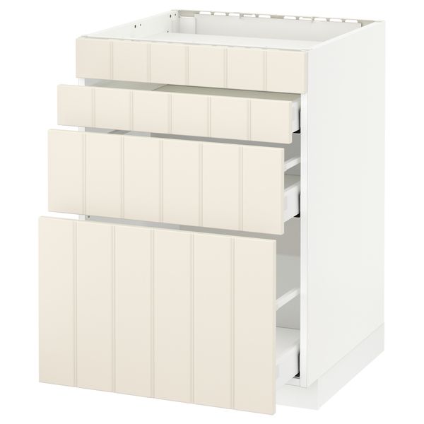 Напольный шкаф для духовки, 4фасада, 3 ящика МЕТОД / МАКСИМЕРА, белый, Хитарп белый с оттенком - схема-чертеж с размерами