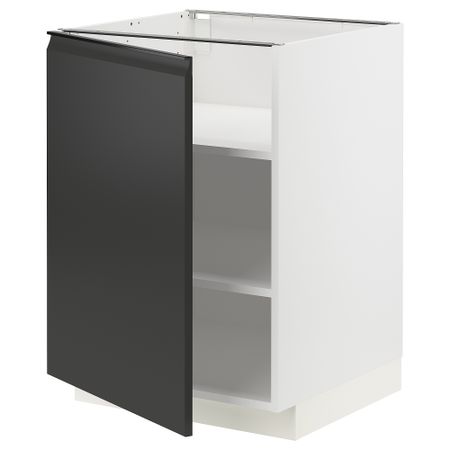 Напольный шкаф с полками, белый, Upplöv матовый антрацит, 60x60 см IKEA METOD МЕТОД 794.930.61