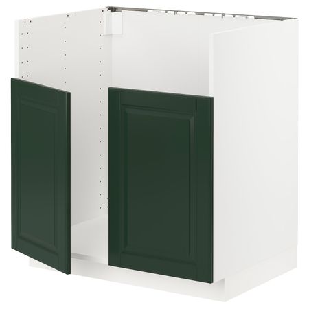 Шкаф для двойной мойки БРЕДШЁН, белый/Будбин темно-зеленый 80x60 см IKEA METOD МЕТОД 994.451.30