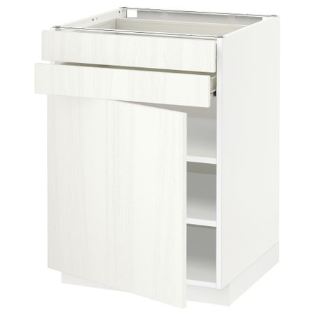 Напольный шкаф с дверцей, 2 ящиками МЕТОД / ФОРВАРА, белый, Росдаль белый