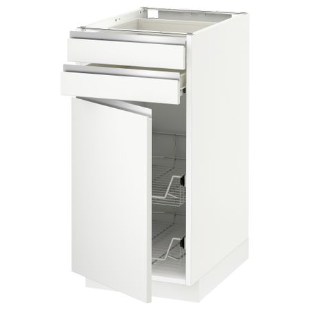 Напольный шкаф, дверца, 2 ящика, проволочных корзин МЕТОД / ФОРВАРА, белый, Нодста белый