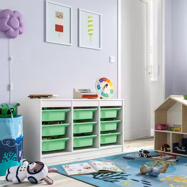 TROFAST Комбинация д/хранения+контейнеры - белый/светло-зеленый 99x44x56 см - фото 2