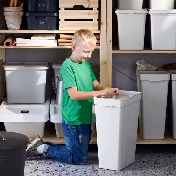 HÅLLBAR Контейнер с крышкой - светло-серый 22 л - фото 4