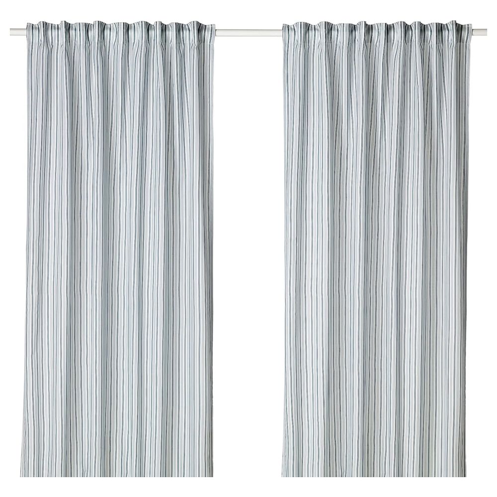 Гардины, 1 пара, синий/белый, 145x300 см IKEA БЕРГПИОН 703.997.65 - фото 1