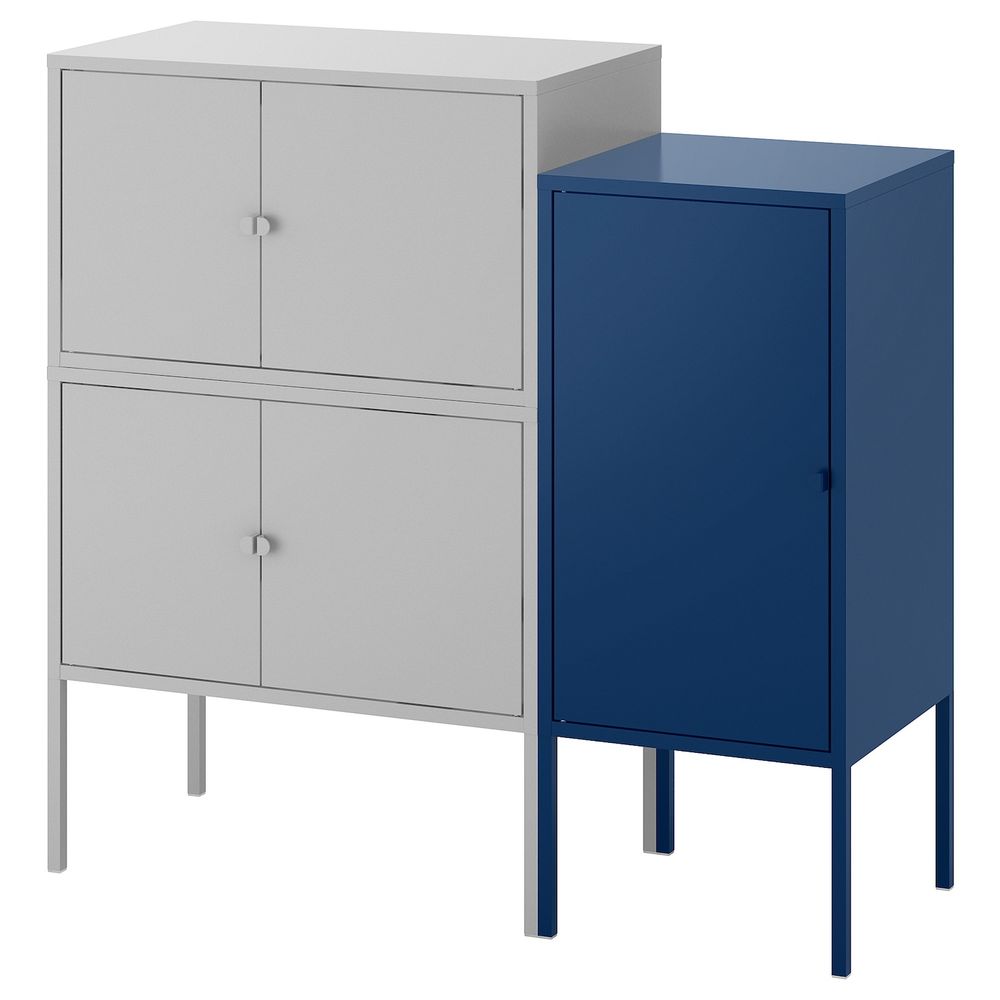 Комбинация шкафов, серый/темно-синий 95x35x92 см IKEA ЛИКСГУЛЬТ 492.791.85 - фото 1