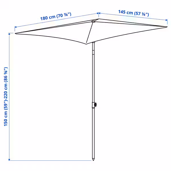 TVETÖ Зонт от солнца - наклонный/серо-бежевый белый 180x145 см - фото 6