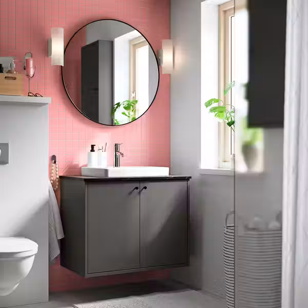 HAVBÄCK / ORRSJÖN ОРРШЁН Шкаф с дверцами/раковина/смеситель - фото 2