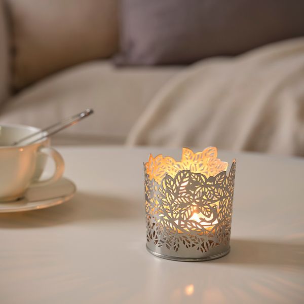 Подсвечник для греющей свечи, серебристый 8 см IKEA SAMVERKA САМВЕРКА 404.644.13 - фото 2