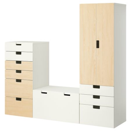 Комбинация для хранения СТУВА, белый, береза (210x50x192 см)