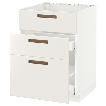 Напольный шкаф под мойку + 3 фронтальных панели, 2 ящика МЕТОД / МАКСИМЕРА, белый, Мэрста белый