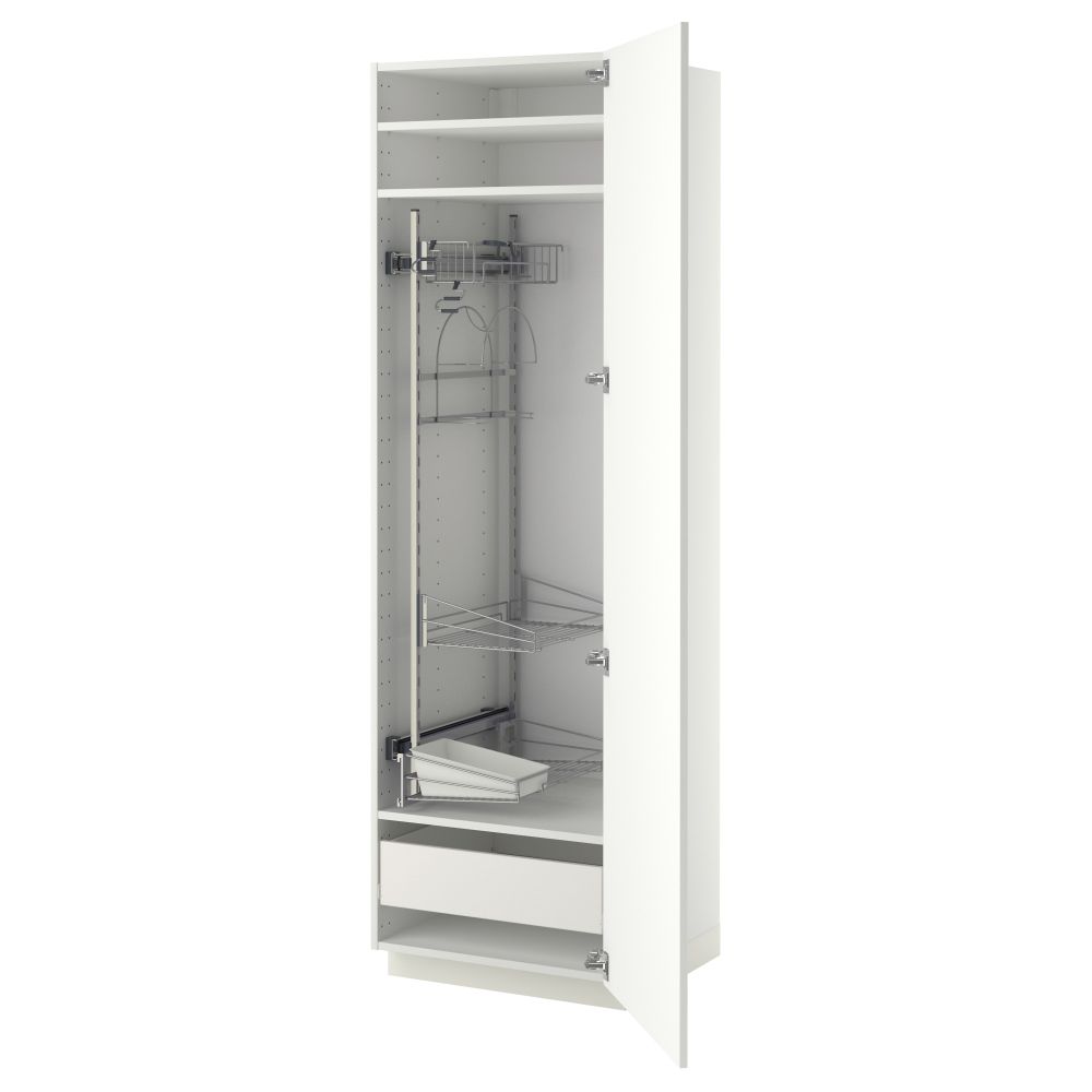 Высокий шкаф с отделением для аксессуаров, для уборки МЕТОД / ФОРВАРА, белый, Хэггеби белый - фото 1