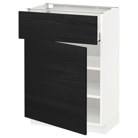 Напольный шкаф с ящиком/дверью, белый, Тингсрид черный 60x37 см IKEA МЕТОД / МАКСИМЕРА 492.359.50