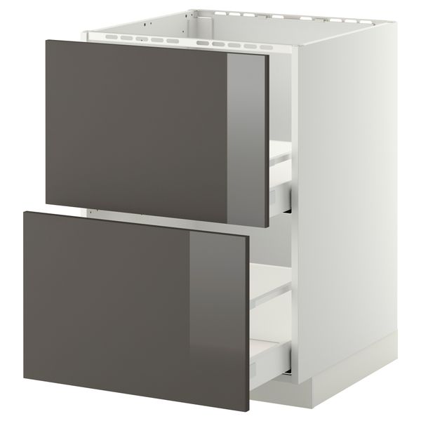 Напольный шкаф под мойку + 2 фронтальных панели, 2 ящика МЕТОД / МАКСИМЕРА, белый, Рингульт серый - схема-чертеж с размерами
