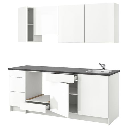 Кухня, глянцевый, белый 220x61x220 см IKEA KNOXHULT КНОКСХУЛЬТ 993.053.56