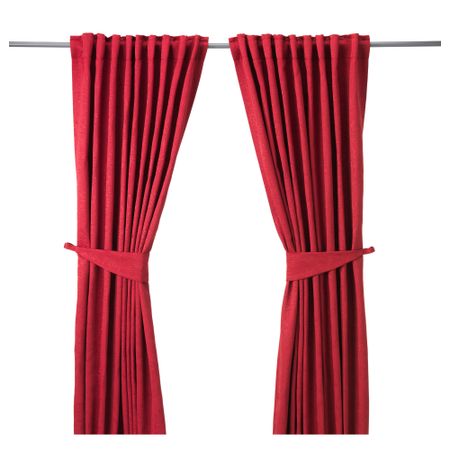 Гардины с прихватом, 1 пара БЛЕКВИВА, красный (145x300 см)