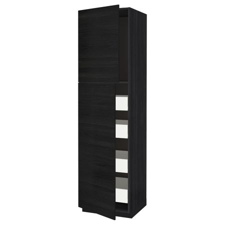 Высокий шкаф/2дверцы/4ящика, черный, Тингсрид черный 60x60x220 см IKEA МЕТОД / ФОРВАРА 993.740.00