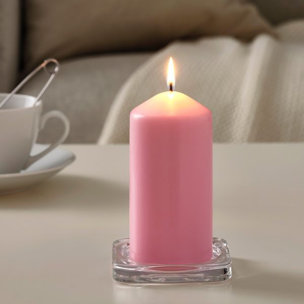 Неароматическая свеча формовая, светло-розовый 14 см IKEA ДАГЛИГЕН 804.524.89 - схема-чертеж с размерами