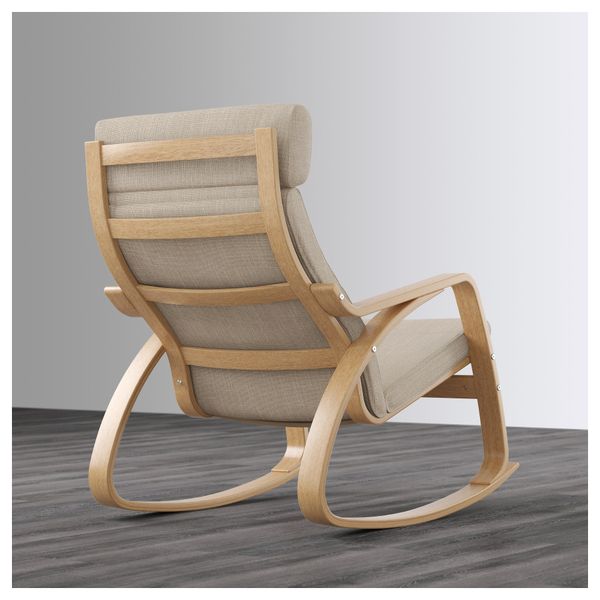 Кресло-качалка ПОЭНГ, дубовый шпон, Хилларед бежевый - схема-чертеж с размерами