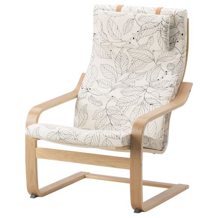 Кресло ПОЭНГ, дубовый шпон, Висланда черный/белый