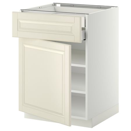 Напольный шкаф дверцы/фр панель/плк/2 низких ящ, белый/Будбин белый с оттенком 60x60 см IKEA METOD МЕТОД 292.321.08